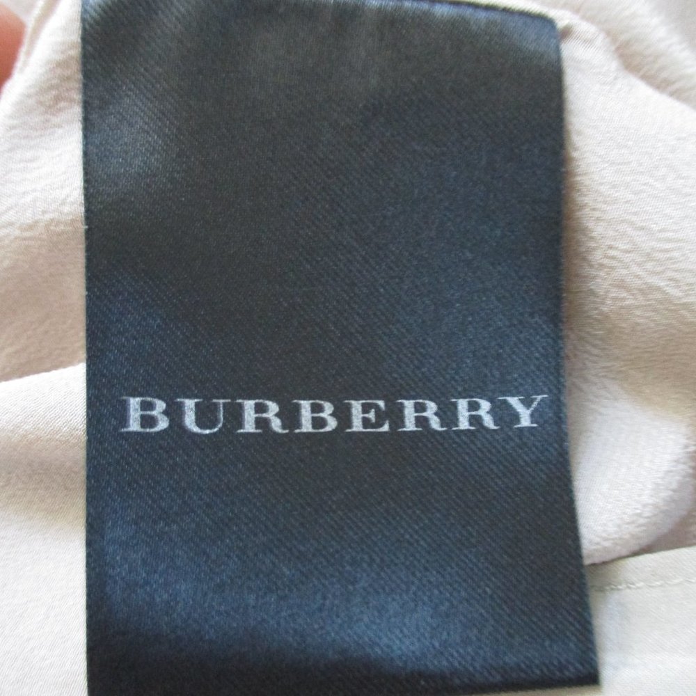 BURBERRY 100% SILK Ruched TOP BEIGE TAUPE 42 Shirt Blouse - Picture 5 of 6